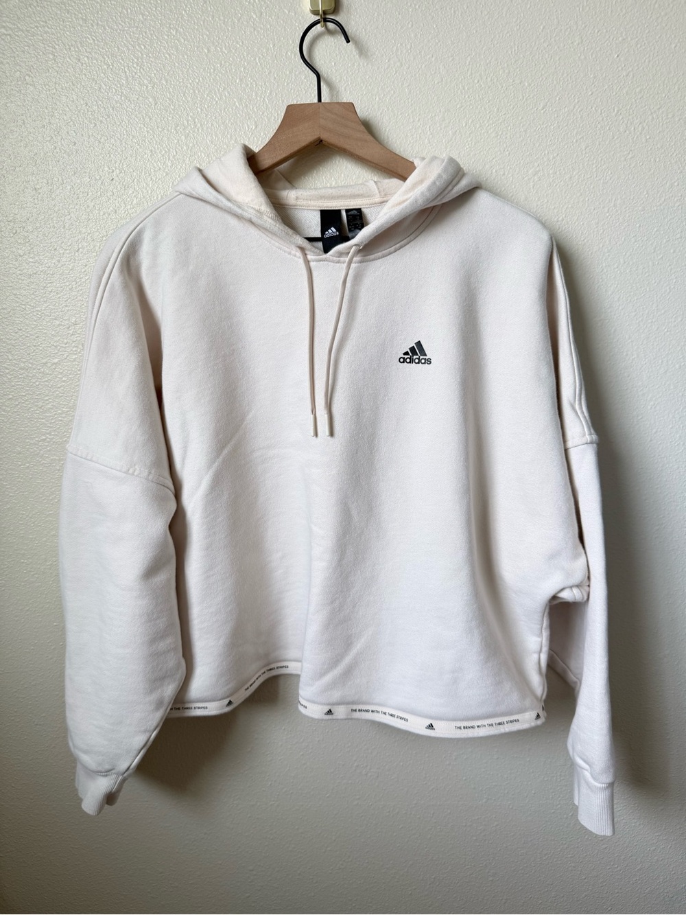adidas Women's Cream Pullover Hoodie with Small Logo